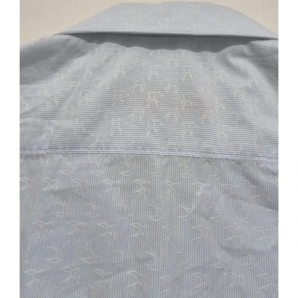 Robert Graham Classic fit men's white/blue strip bird pattern button up shirt LG